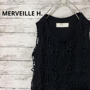 MERVEILLE H. ノースリーブワンピース レイヤード ニット ブラック