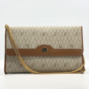 未使用展示品●Christian Dior クリスチャンディオール ハニカム柄 トロッター金具 ゴールド金具 チェーン ショルダーバッグ PVC レザー 