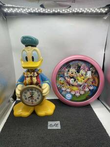 【1円】置き時計 壁掛け時計 壁掛け 時計 Disney ディズニー おしゃべり目覚まし時計 ドナルドダック ミッキーマウス 現状品 当時物 u4071