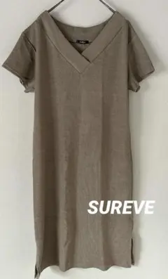 SUREVE 半袖ニットワンピース　チュニック　カーキ　L