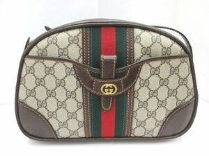 ☆GUCCI オールド グッチ シェリーライン GGスプリーム ショルダーバッグ 斜め掛け カバン PVCレザー 中古 レディース☆