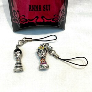 アナスイ（ANNA SUI）アナドール　ストラップ2個セット　シンプルアナドール+花冠ラインストーンアナドール【中古】KB-9011