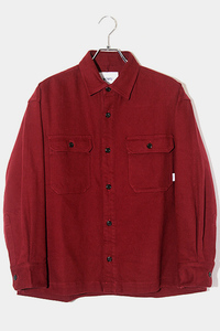 23AW WTAPS ダブルタップス SIZE:2 DECK 02 / LS / COTTON. TWILL コットンツイル ワークシャツ BURGUNDY バーガンディ 232TQDT-SHM03 /●