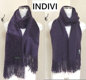 INDIVI インディヴィ レディース マフラー　ニットマフラー ファー×ラメニット リバーシブル パープル 紫