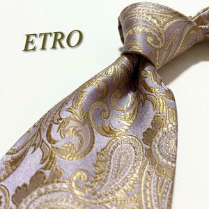 激レア★【美品】 ETRO エトロ ネクタイ ペイズリー柄 ジャカード織 イタリア製 光沢 メンズ スーツ 総柄 ハイブランド 高級 ブランドロゴ