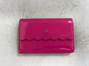 【KATE SPADE】ケイトスペード　三つ折り財布　ネオンピンク　レザー　SY02-FPT