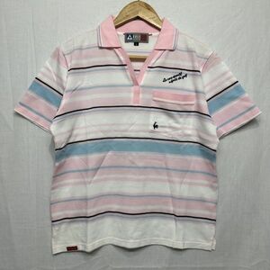 le coq sportif golf ルコックスポルティフ ゴルフ ショート スリーブ 半袖 ポロ シャツ ウェア レディース L ピンク b19509