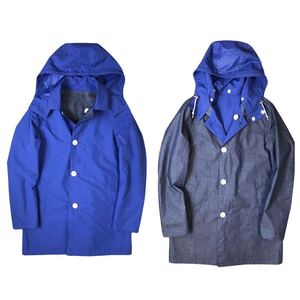 (D) Traditional Weatherwear トラディショナルウェザーウェアー DERBY HOOD EX 36 ブルー系 リバーシブル コート