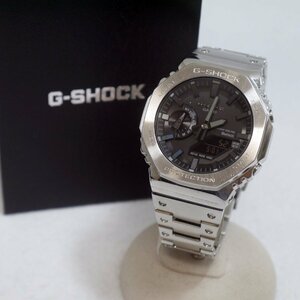 USED品・保管品 CASIO カシオ G-SHOCK GM-B2100D-1AJF タフソーラー フルメタル シルバーカラー Bluetooth対応 ケース付