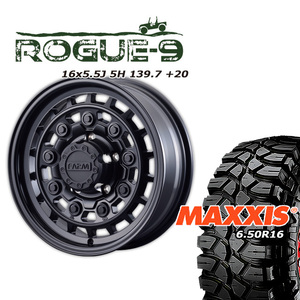 FARM ROGUE-9 マットブラック 16×5.5J/5H +20 マキシス クリーピークローラー 6.50/R16 4本セット