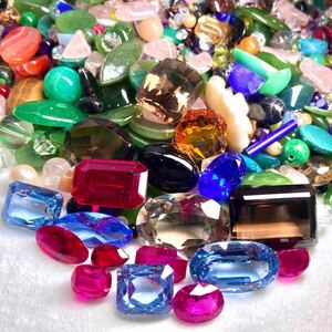 大量!!☆色石おまとめ5000ct☆n ルース 宝石 ジュエリー jewelry 水晶 合成スピネル 合成ルビー ルチルクォーツ スモーキー w1 76