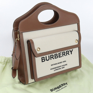 中古美品バーバリーBURBERRY ミニポケットバッグ キャンバス 8031746 ランク：S us-1 2WAY ショルダー レディース