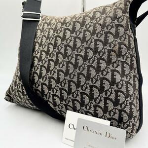 希少 ●Christian Dior クリスチャンディオール ショルダーバッグ サコッシュ クロスボディ 肩掛け 斜め掛け トロッター キャンバス 総柄 