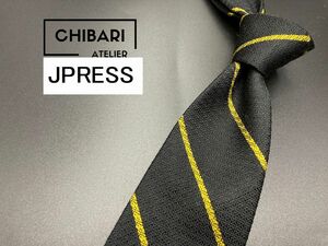 【超美品】JPRESS　ジェイプレス　レジメンタル柄　ネクタイ　3本以上送料無料　ブラック　0505078