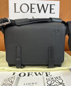 LOEWE ロエベ ミリタリーメッセンジャー ショルダーバッグ クロスボディ レザー メッセンジャーサック ブラック