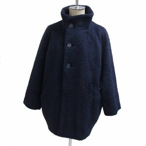 美品 定価4万◇BLUEBLUE ブルーブルー ボアジャケット ダークネイビー ハリラン 聖林公司 美シルエット レディース