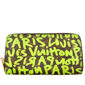 【真贋判定済】LOUIS VUITTON ルイヴィトン ジッピーウォレット グラフィティ M93712 モノグラム×グリ－ン 長財布 メンズ B1208SKFKT