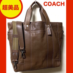 77Y241231M 超美品 COACH コーチ メンズ トートバッグ 検 ビジネス ショルダー ボストン ブリーフケース リュック レザー 革