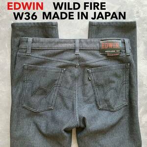 即決 W36 EDWIN エドウィン 秋冬 裏地付 柔らか ストレッチ グレンチェック 503 WFD ワイルドファイア WILDFIRE 日本製 暖パン ストレート