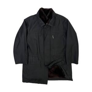 Aquascutum アクアスキュータム シルク100% ラビットファーライナー付き ハーフコート L/ブラック