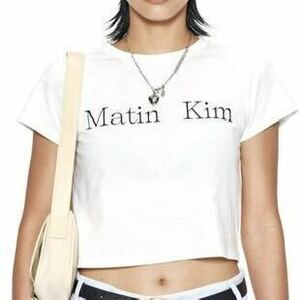 【韓国購入】Matin Kim LOGO CROP TOP クロップド Tシャツ MK2400TS041M WHITE ホワイト 白 マーティンキム Mサイズ