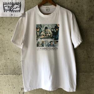 XZ178 カード遊びをする人々 ポール・セザンヌ Tシャツ アートT 90s 古着 ビンテージ L サイズ GRAPHIQUE DE FRANCE タグ ホワイト 色