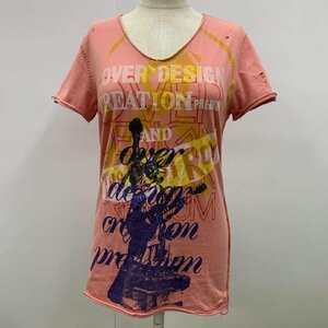 overdesigncreation S オーバーデザインクリエイション Tシャツ その他 Tシャツ プリント Vネック 桃 / ピンク / 10023441