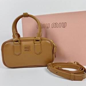 miu miu 極美品 ミュウミュウ ショルダーバッグ ハンドバッグ レザー コニャックカラー