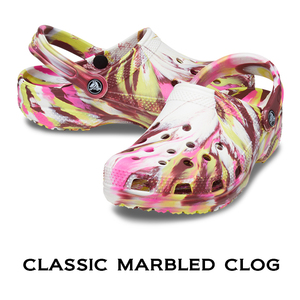 23cm クロックス Classic Marbled Clog クラシック マーブルド クロッグ エレクトリックピンク×マルチ M5W7