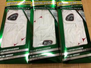 ・スピード発送 Callaway(キャロウェイ)ALL WEATHER GLOVE 20 JM ゴルフ グローブ 左手着用 (ホワイト／レット)２３ＣＭ 3点セット