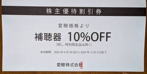 株主優待 愛眼 補聴器１０％ＯＦＦ券