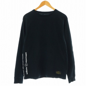 uniform experiment UEN LONG SLEEVE TEE Tシャツ カットソー 長袖 クルーネック ロゴ プリント 1 S 黒 ブラック UE-190021