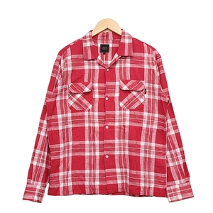 WC456 RATS ラッツ COTTON CHECK SHIRT オープンカラー コットン チェックシャツ 長袖 Lサイズ レッド 23