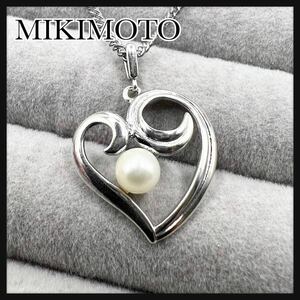 MIKIMOTO ミキモト　本真珠　5mm オープンハート　ペンダントネックレス　送料無料