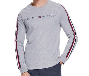 USA正規品 【M】 トミーヒルフィガー TOMMY HILFIGER 長袖 Tシャツ ロンT グレー Grey 袖トリコロール ロゴテープ アメリカ規格