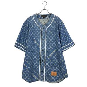 Supreme × Louis Vuitton (シュプリーム × ルイ ヴィトン) jacquard denim baseball jersey shirts 2017 (blue)