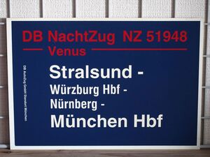 DB ドイツ国鉄 サボ NZ 夜行列車 51948 Venus号 Stralsund Munchen