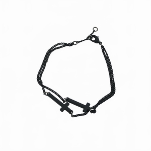 ディースクエアード DSQUARED2 Jesus Bracelets 2連クロスチェーン ブレスレット アクセサリー M ブラック 黒 S82AR0002 国内正規 メンズ