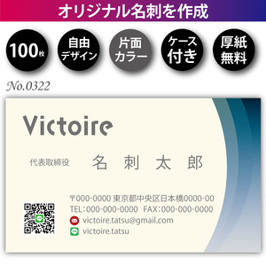 名刺 名刺作成 名刺印刷 100枚 片面 フルカラー 紙ケース付 No.0322