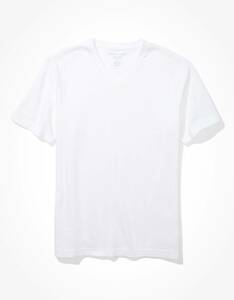 ●送料無料●大きいサイズ　American Eagle　ロゴVネックTEE (ホワイト)【USサイズ/XXXL】