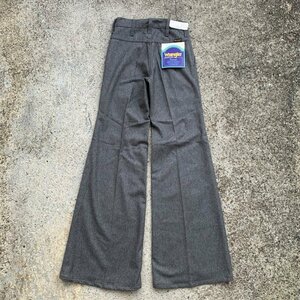 【W27(W25相当)】デッドストック WRANGLER ウール フレアパンツ グレー■ビンテージ ヨーロッパ古着 70s ラングラー ベルボトム バギー