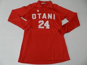 デサント製！男女兼用【★『OTANI/大谷！＃24』高校・大学！/レッド！クラブ・部活！】バレーボール・ユニフォーム！/Lサイズ