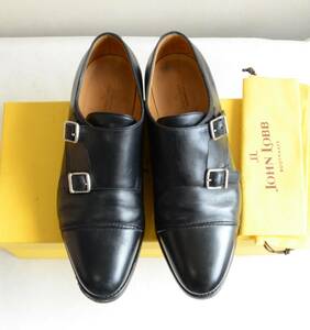 美used ジョンロブ JOHN LOBB William Ⅱ ダブルモンクストラップ 黒レザー靴 size 7