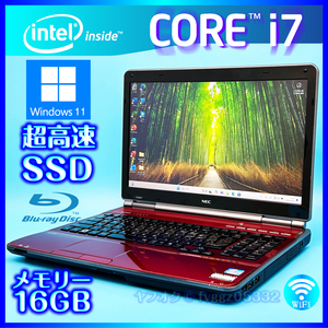 ◆最高峰 Core i7 即決特典あり レッド 高速新品SSD512GB 大容量メモリ 16GB Windows 11 Office2021 NEC ノートパソコン LL750/F 7471