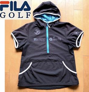 ★FILA GOLF フィラゴルフ★キラキラロゴとブルーラインが素敵！脇メッシュ快適パーカー/M