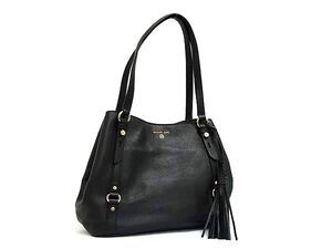 1円 ■美品■ MICHAEL KORS マイケルコース レザー フリンジ トートバッグ ショルダー 肩掛け レディース ブラック系 FB9450