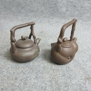 煎茶道具 急須 2点 [B33037] 高さ10cm/11cm 直径8cm/9cm 茶道具 中国 古玩 朱泥 古陶