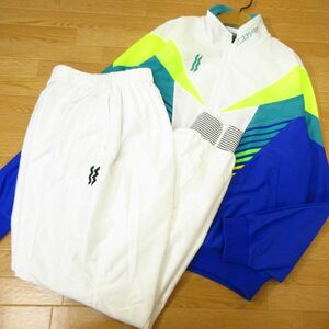 ◎美品 80s！XL 上下セット！MIZUNO SuperStar ミズノ レトロ◆ジャージ ジャケット&ナイロンパンツ ヴィンテージ◆メンズ 白系◆B4296