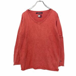 TOMMY HILFIGER Vネック コットン ニット S ピンク トミーヒルフィガー 古着卸 アメリカ仕入 a503-6704