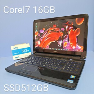 ★最強Corei7★メモリ16GB/新品SSD512GB/LIFEBOOK/AH55/G/Windows11PRO/Webカメラ/DVDRW/Office2021/富士通/FUJITSU